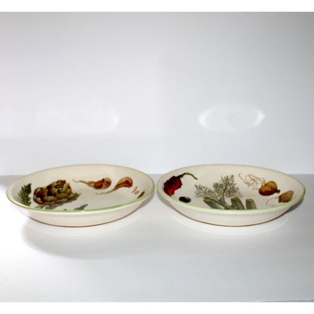 Williams Sonoma Herbs & Vegetables 2 Pasta Bowls plate Fennel Artichoke